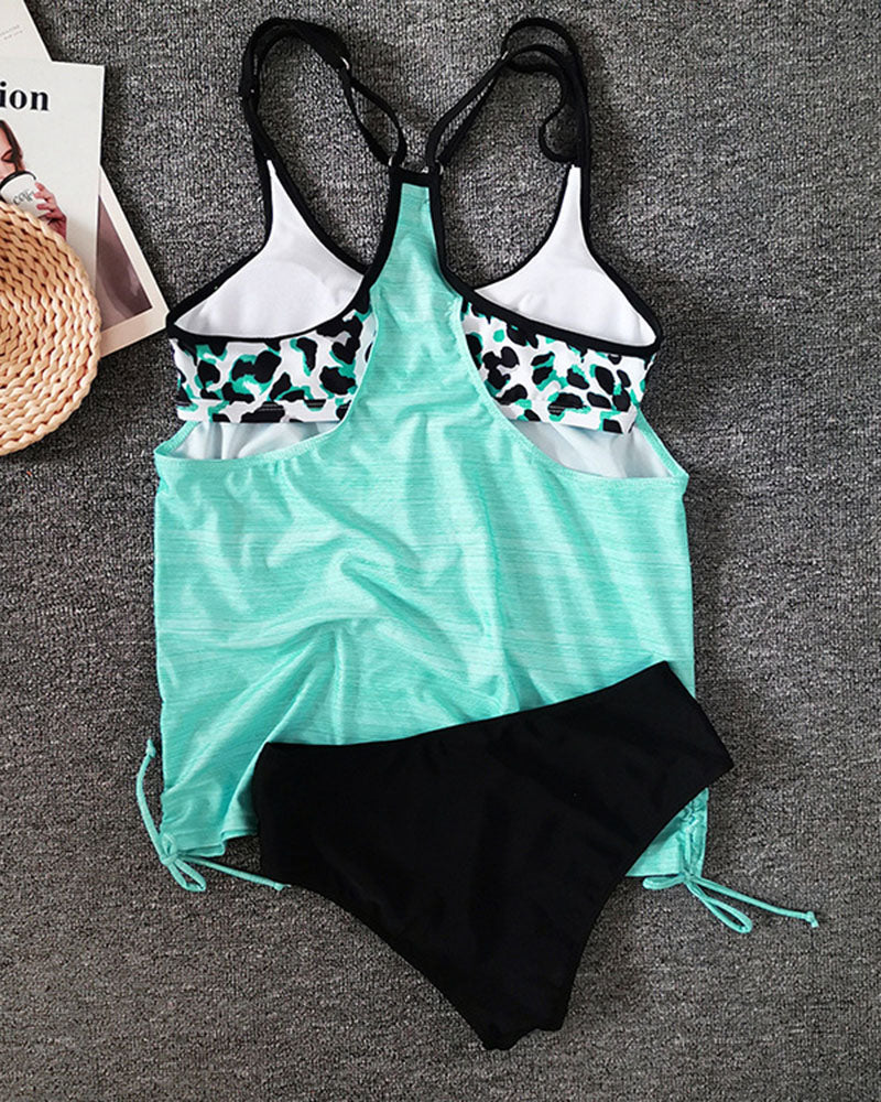 Sara | Effen tankini met luipaardprint