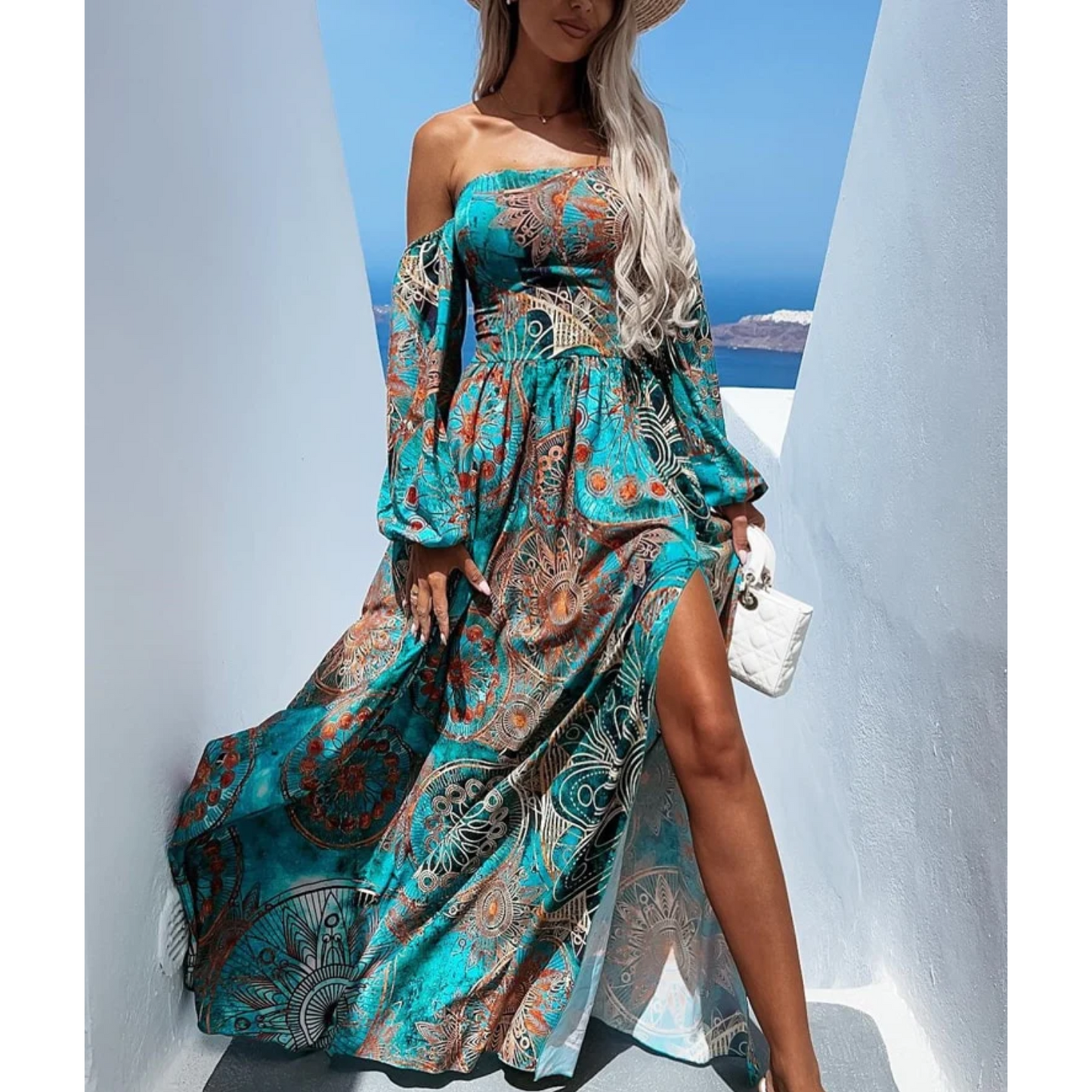 Diane - casual off shoulder bohemian maxi jurk