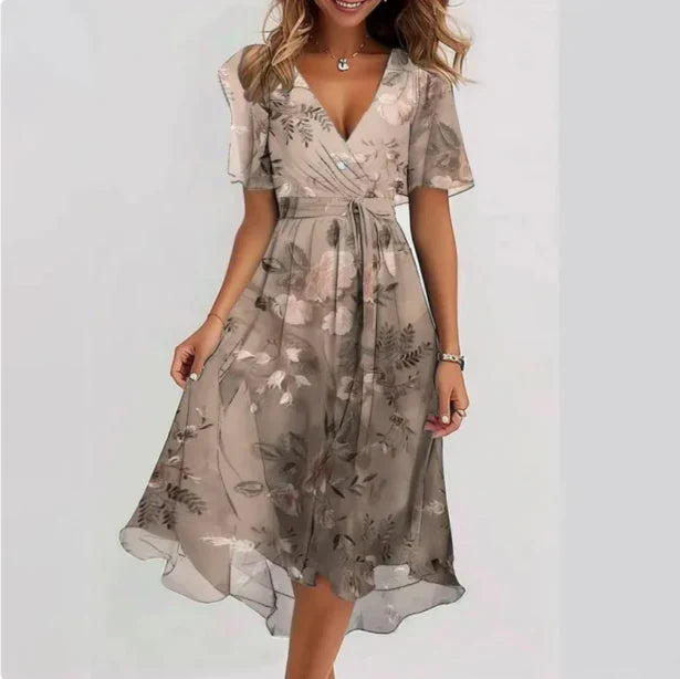 Verfijnde Midi-jurk voor dames - zacht chiffon met v-halslijn