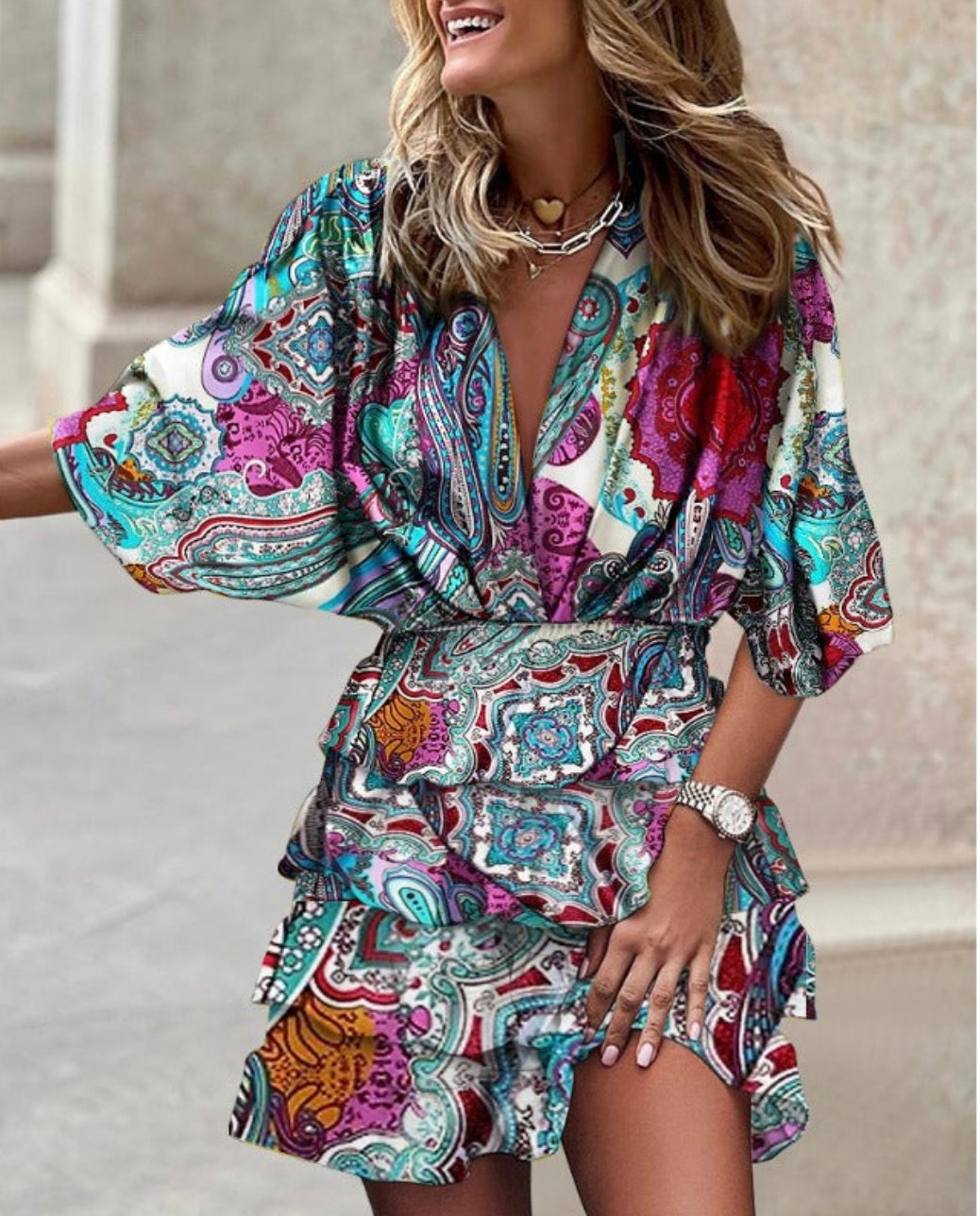 Anastasia - trendy veelkleurige zomerjurk