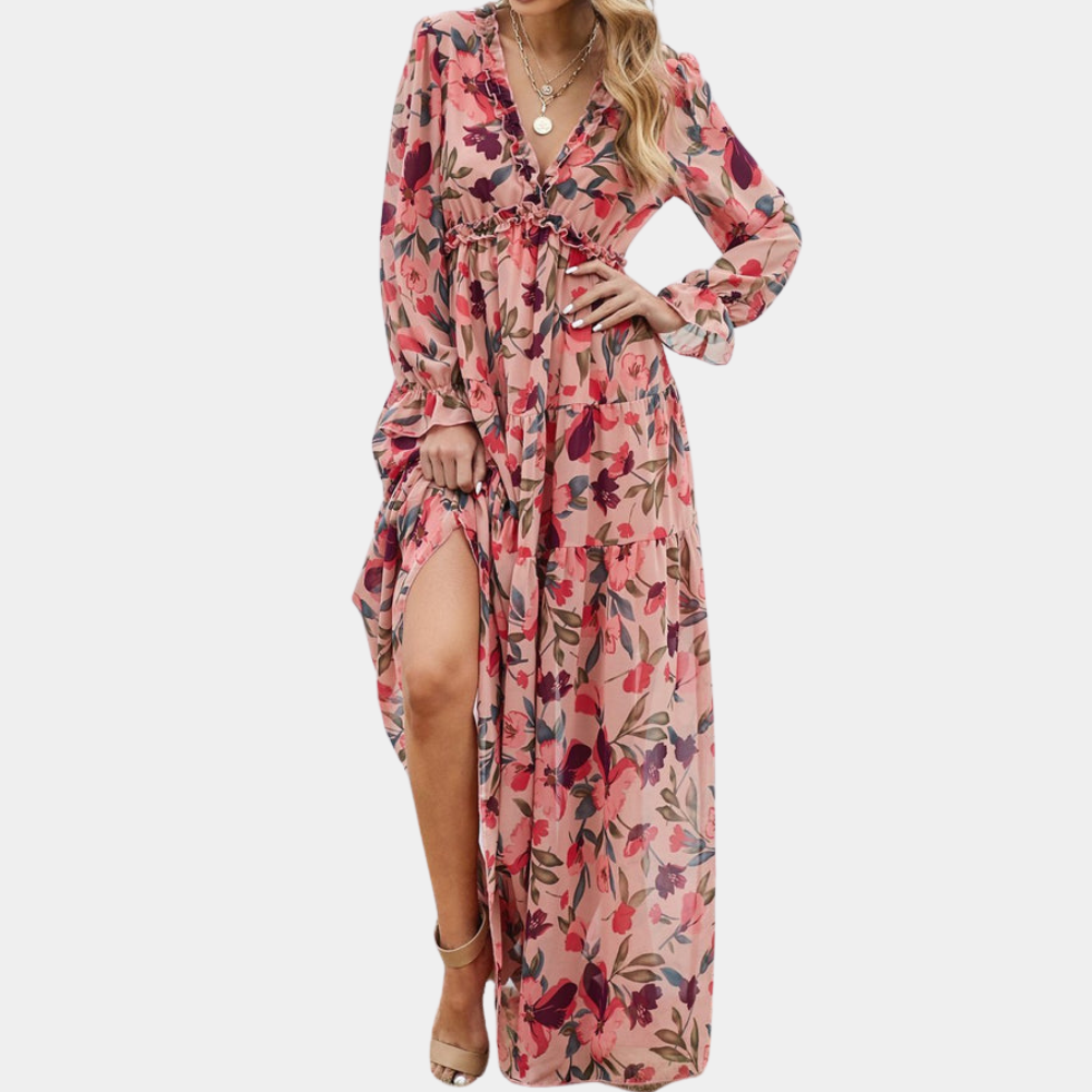 Chique maxi jurk met lange mouwen