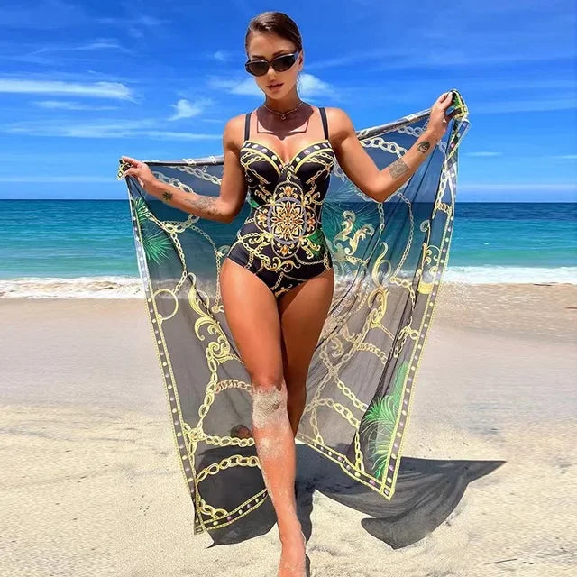Elegante gedrukte bikini set met cover-up - By La Bella Vie