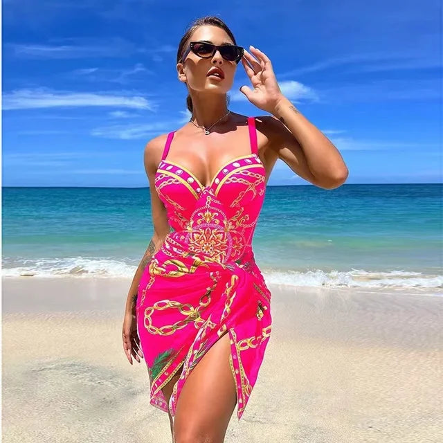 Elegante gedrukte bikini set met cover-up - By La Bella Vie