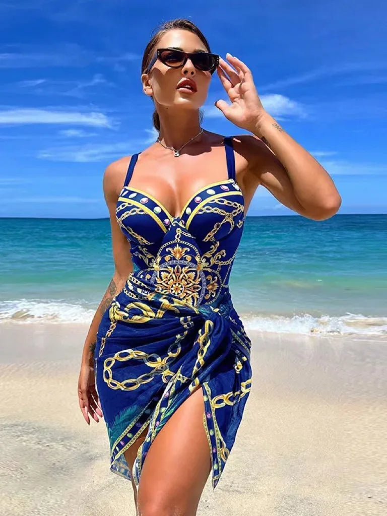 Elegante gedrukte bikini set met cover-up - By La Bella Vie