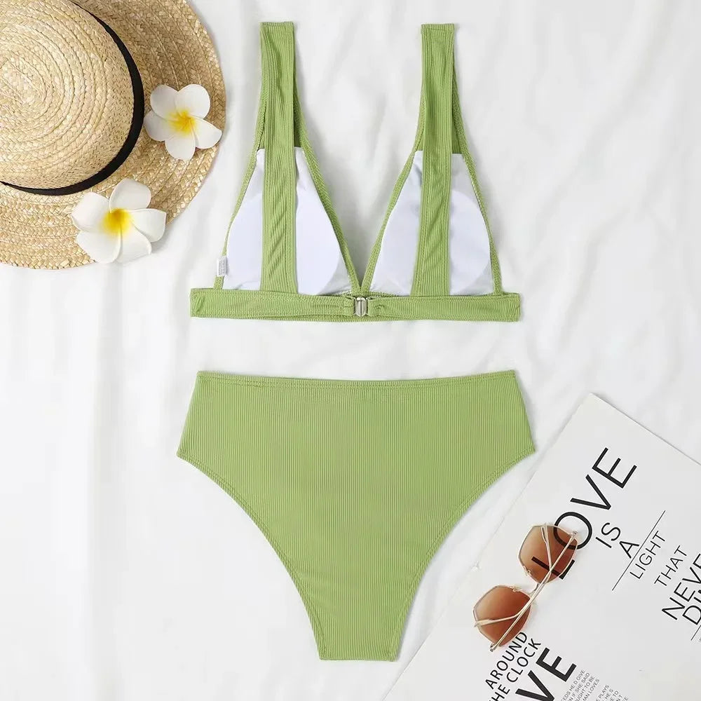 Corrigerend high waist v-hals Bikini - By La Bella Vie