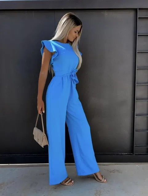 Maddison - elegante jumpsuit met ruches mouwen - By La Bella Vie