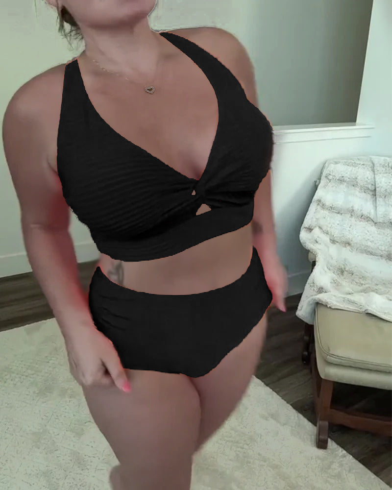 Bikini in effen kleur met relaxte triangelvorm