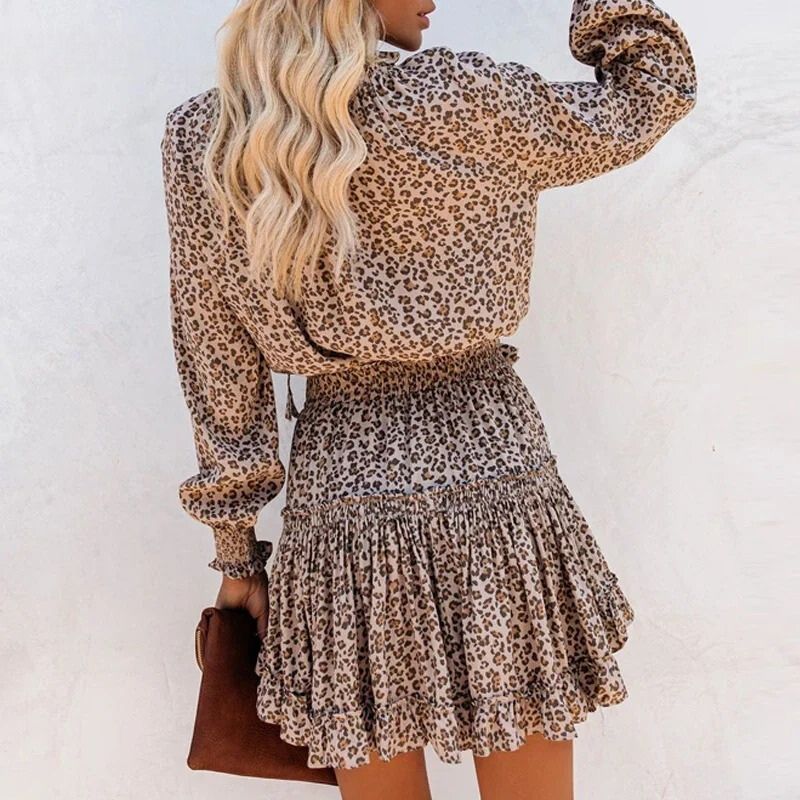 Daphne - panter print mini-jurk