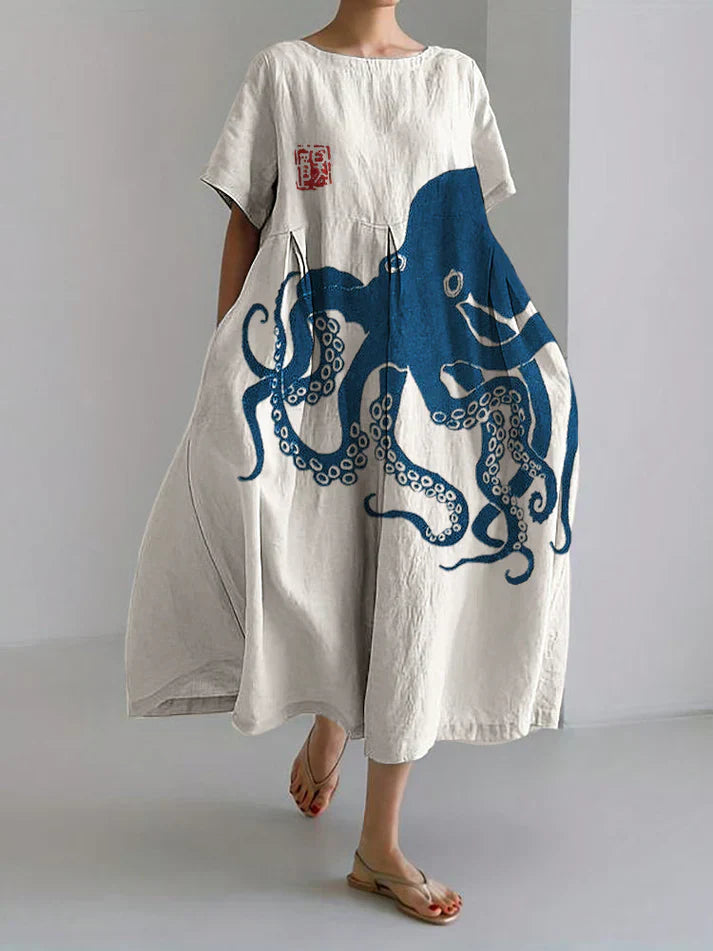 Amber - octopus print zomerjurk