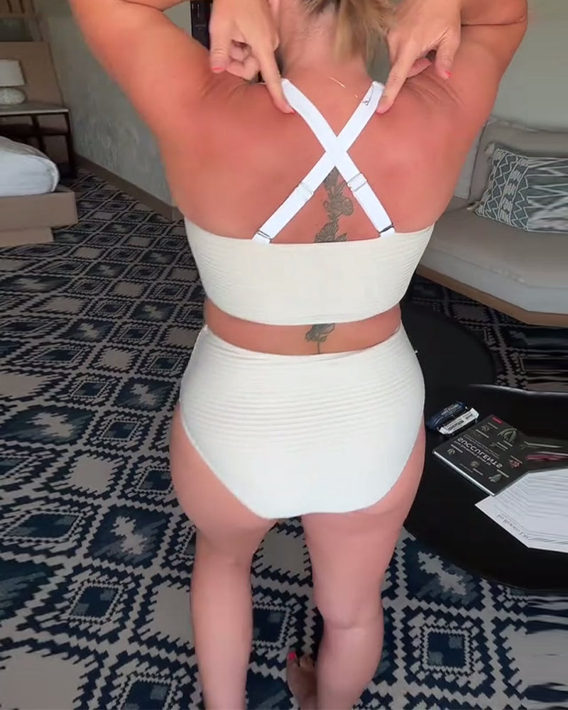 Bikini in effen kleur met relaxte triangelvorm