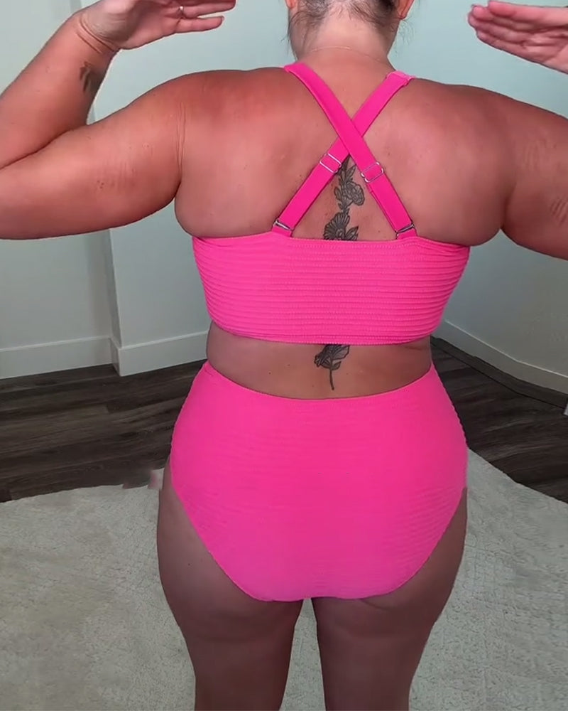 Bikini in effen kleur met relaxte triangelvorm