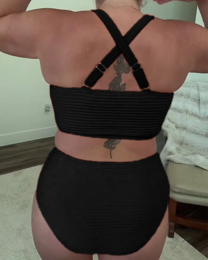 Bikini in effen kleur met relaxte triangelvorm
