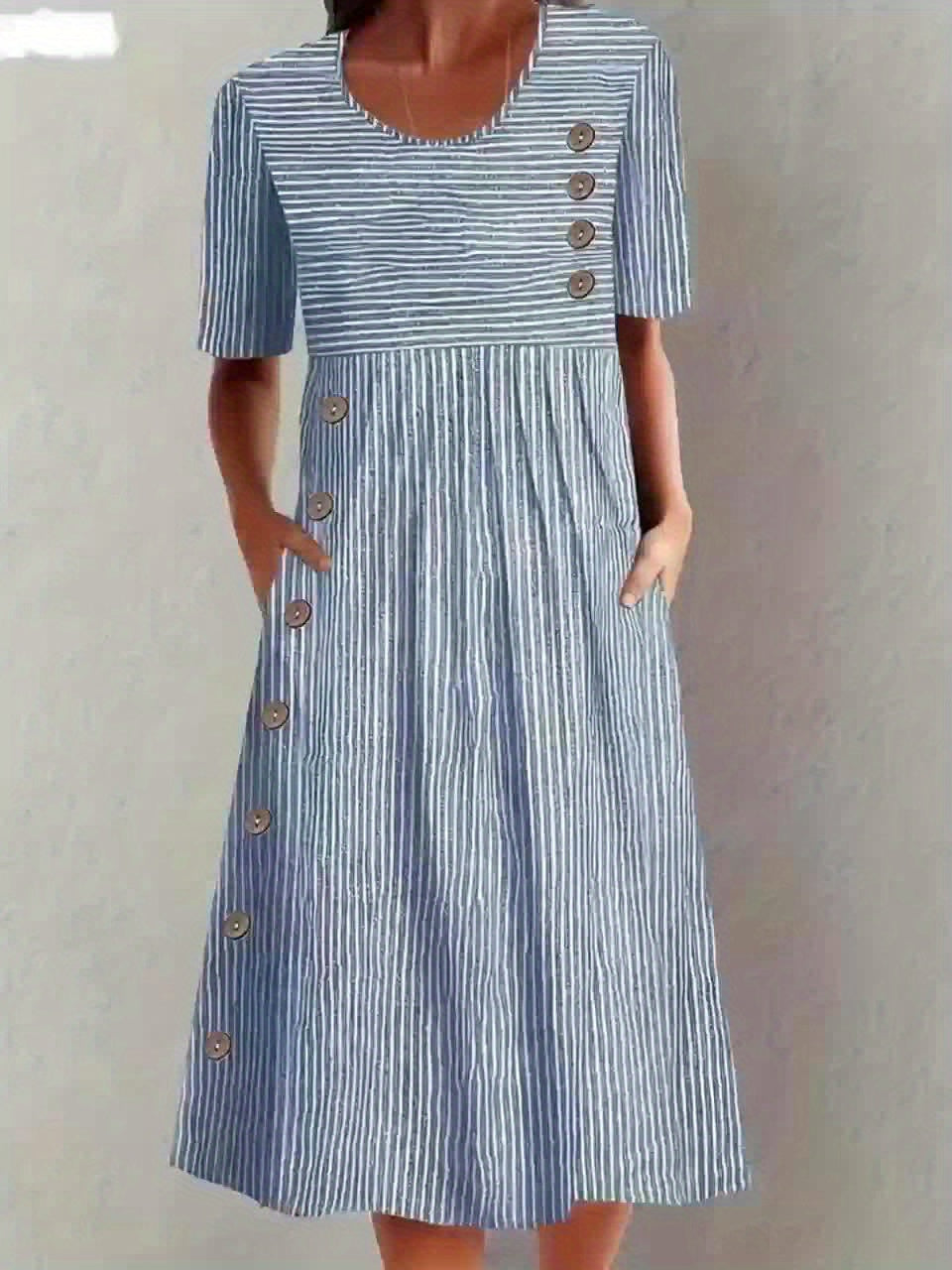 Lenna | Gestreepte midi-jurk - By La Bella Vie