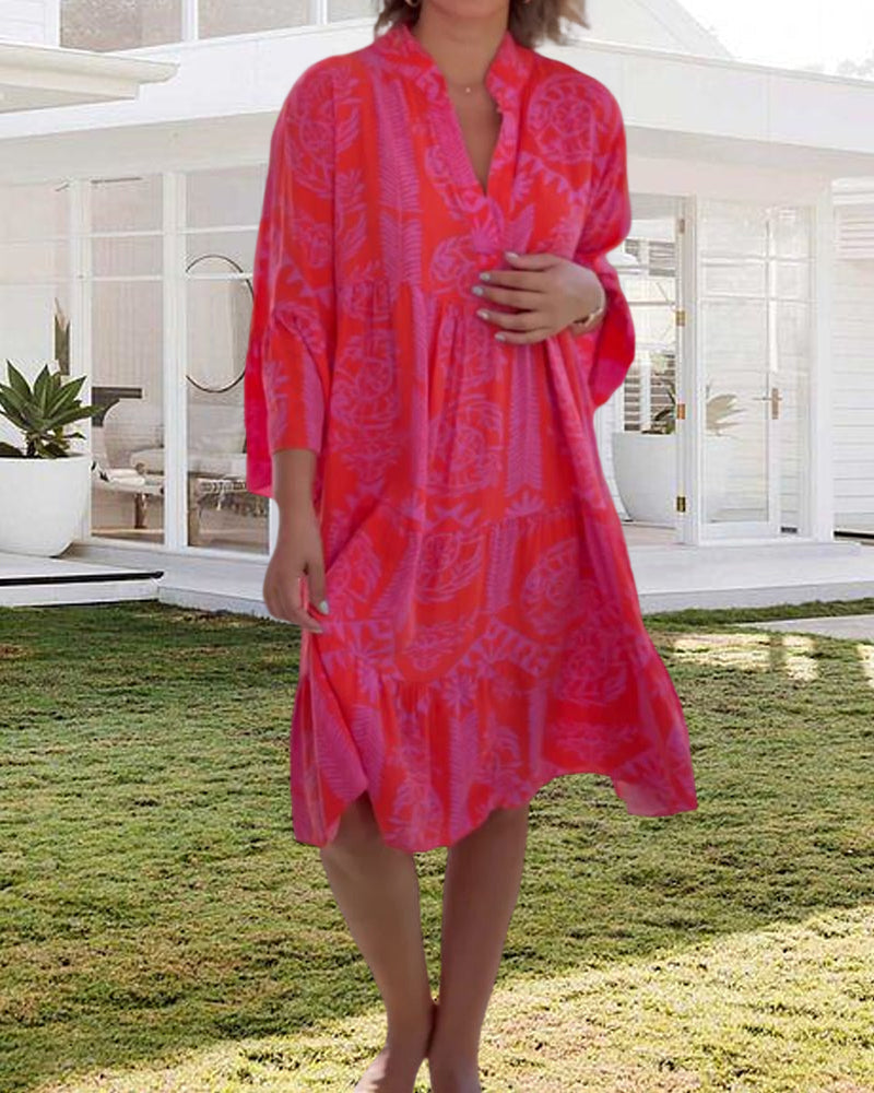 Bryanna - stijlvolle losse zomerjurk met V-hals