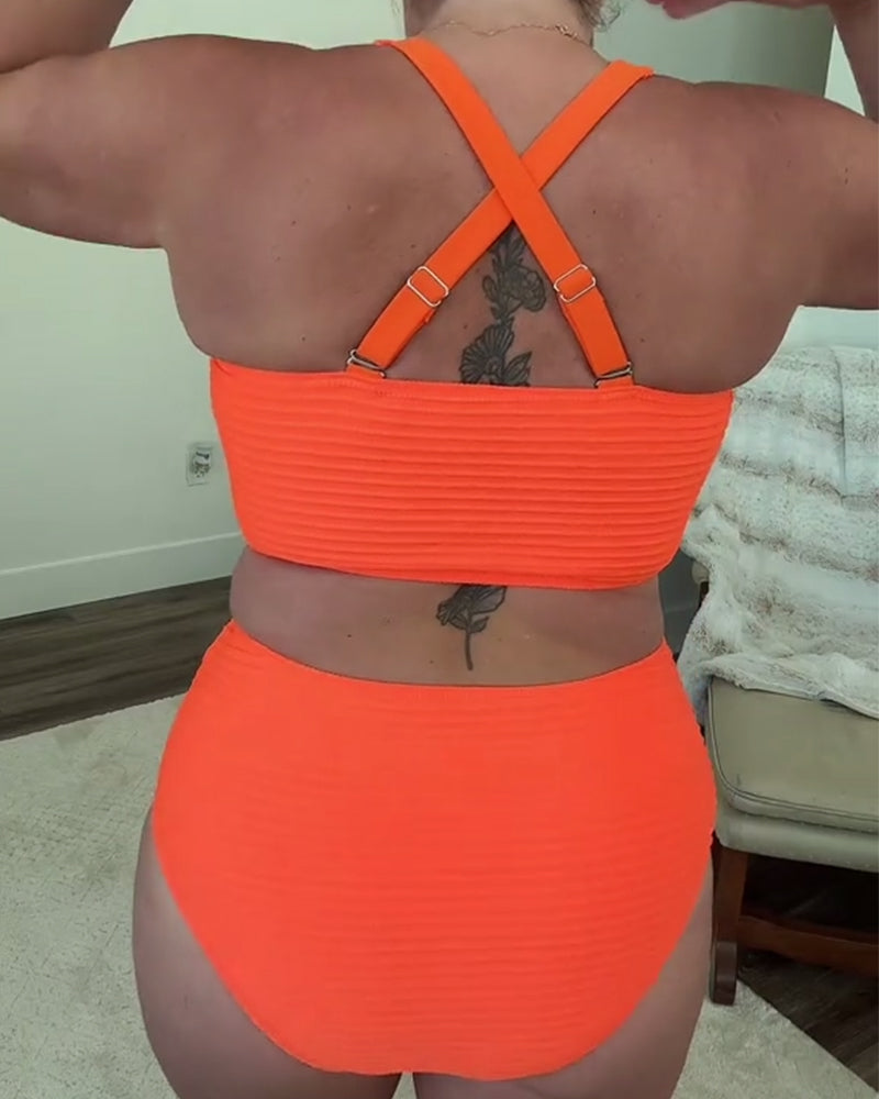 Bikini in effen kleur met relaxte triangelvorm