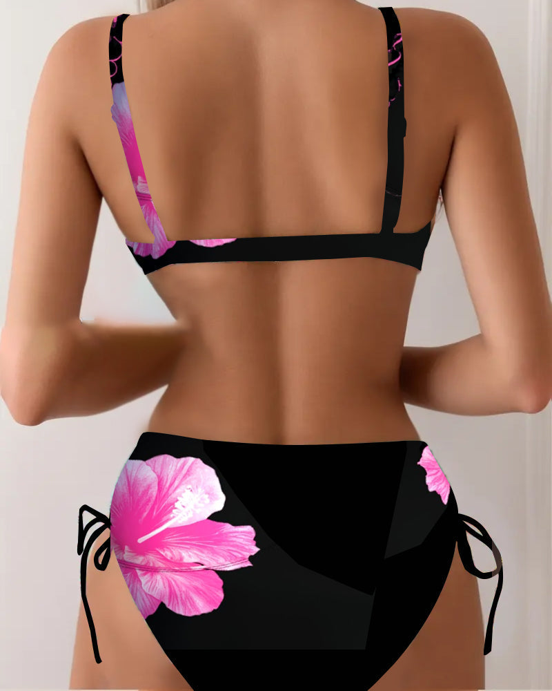Driehoekige Bikini met Touwtjes – Bloemenprint