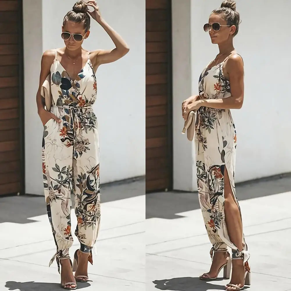 Layla - bloemenprint jumpsuit met bandjes - By La Bella Vie