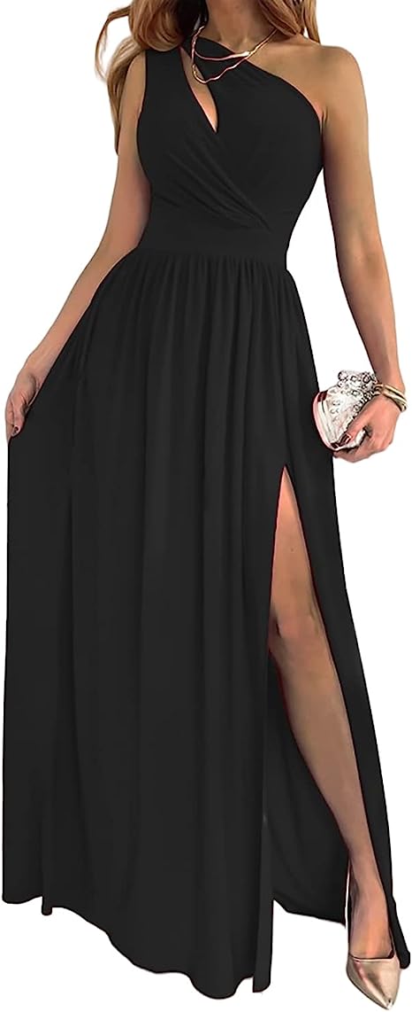 Lucille - elegant jurk met split en één schouder