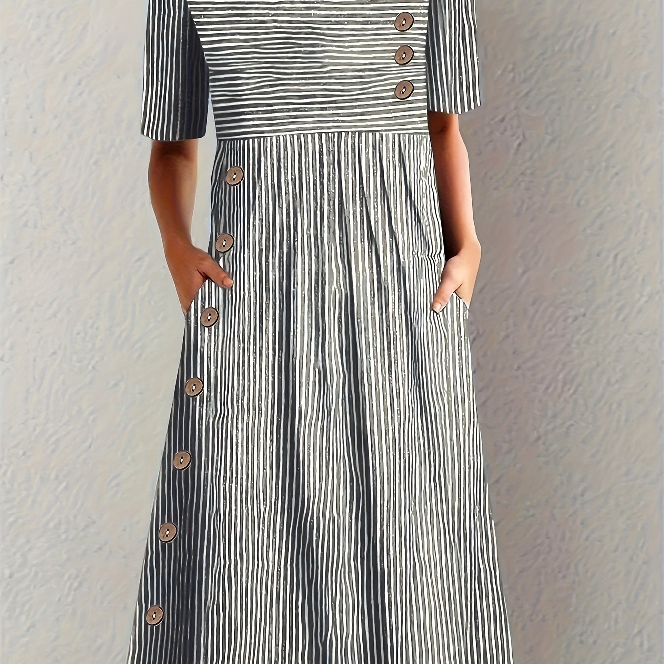 Lenna | Gestreepte midi-jurk - By La Bella Vie