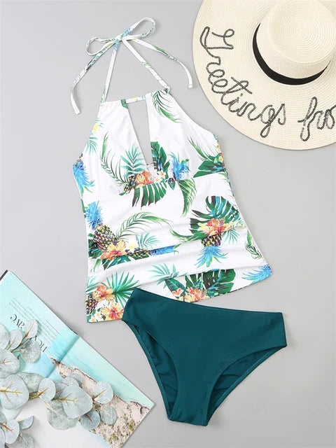 Tankini Corrigerend Badpak met Hoge Taille en V-hals - By La Bella Vie