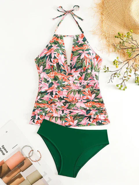 Tankini Corrigerend Badpak met Hoge Taille en V-hals - By La Bella Vie