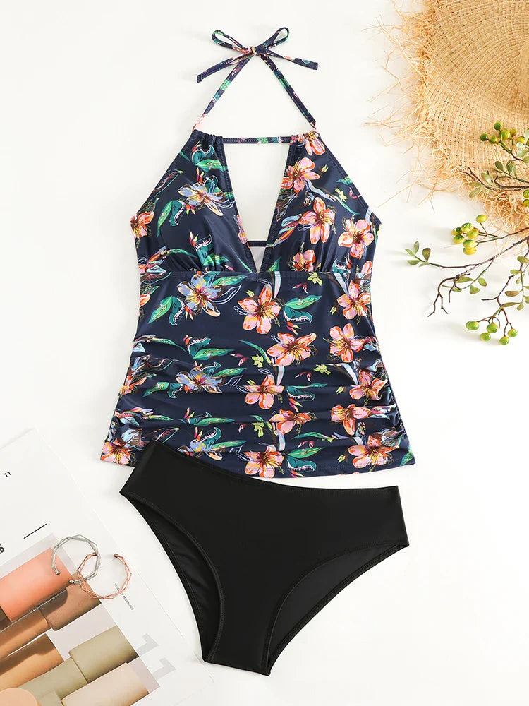 Tankini Corrigerend Badpak met Hoge Taille en V-hals - By La Bella Vie