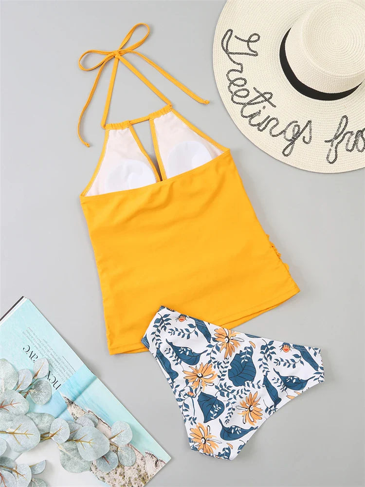 Tankini Corrigerend Badpak met Hoge Taille en V-hals - By La Bella Vie