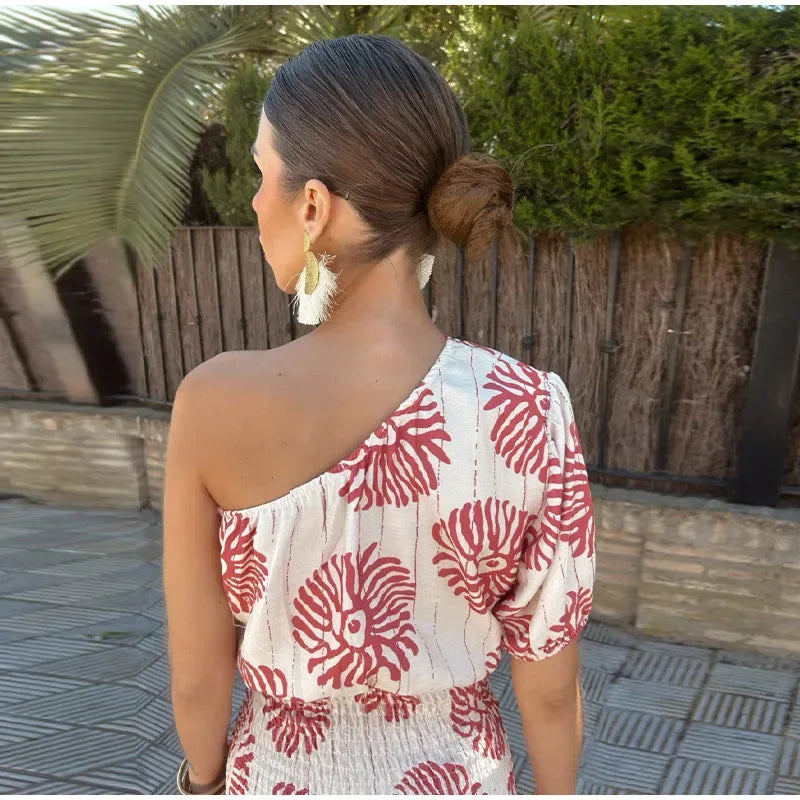 Mara - trendy one-shoulder mini jurk