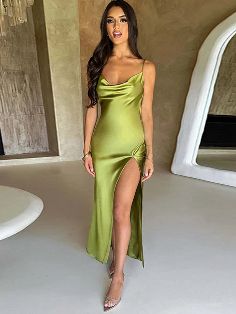 Lily - elegante rugloze satijnen jurk