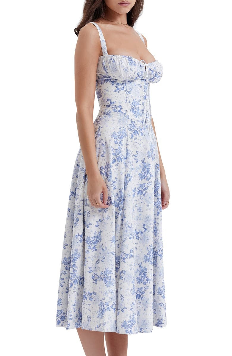 Venice - bloemen bustierjurk met taille vormgeving