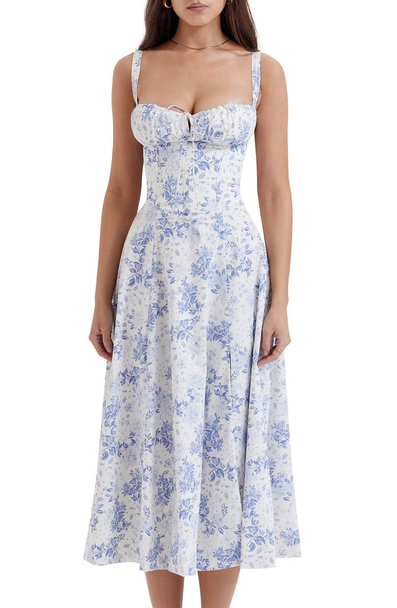 Venice - bloemen bustierjurk met taille vormgeving