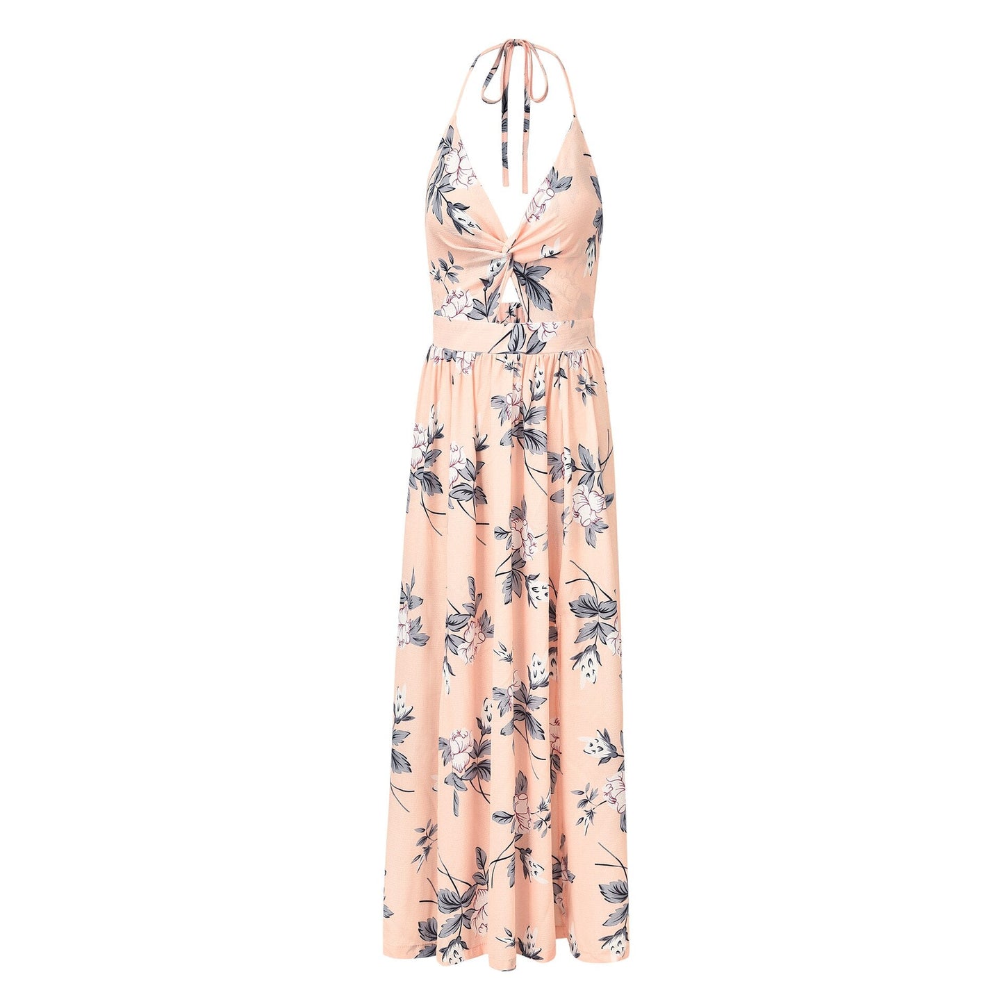 Margaret - Casual Bloemenprint Boho Jurk met Open Rug