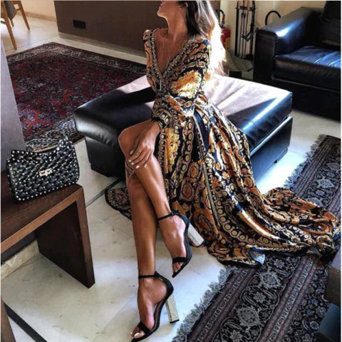 Rosalyn - elegante wikkeljurk met split