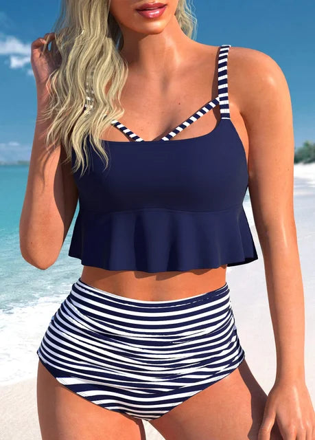 High Waist Bikini Set - Geometrisch Patroon - By La Bella Vie