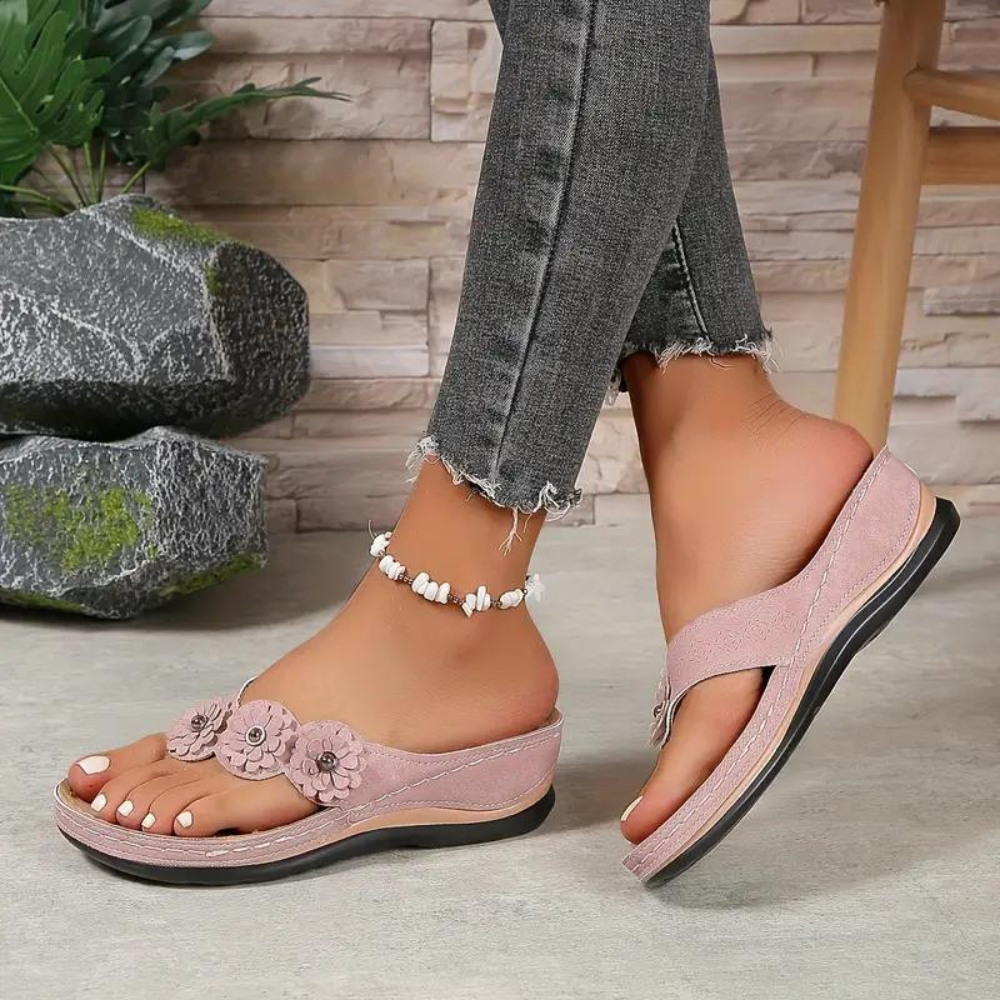 Casual orthopedische bloemen slippers - By La Bella Vie