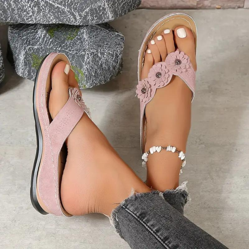 Casual orthopedische bloemen slippers - By La Bella Vie