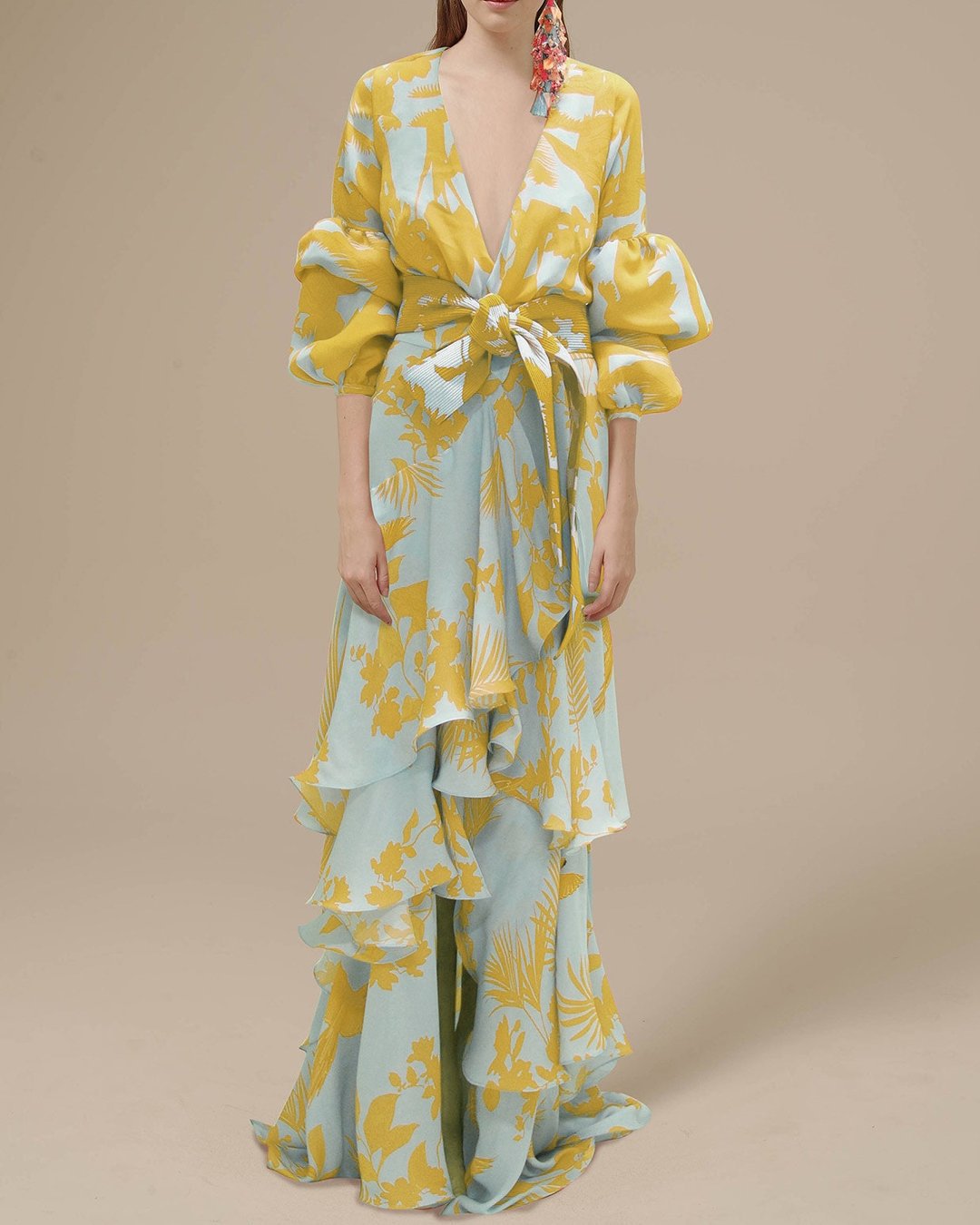 Louise - bedrukte chiffon maxi-jurk