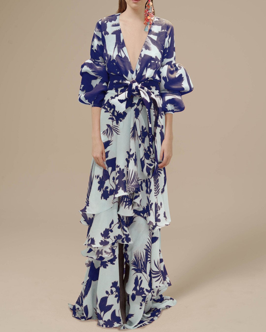 Louise - bedrukte chiffon maxi-jurk