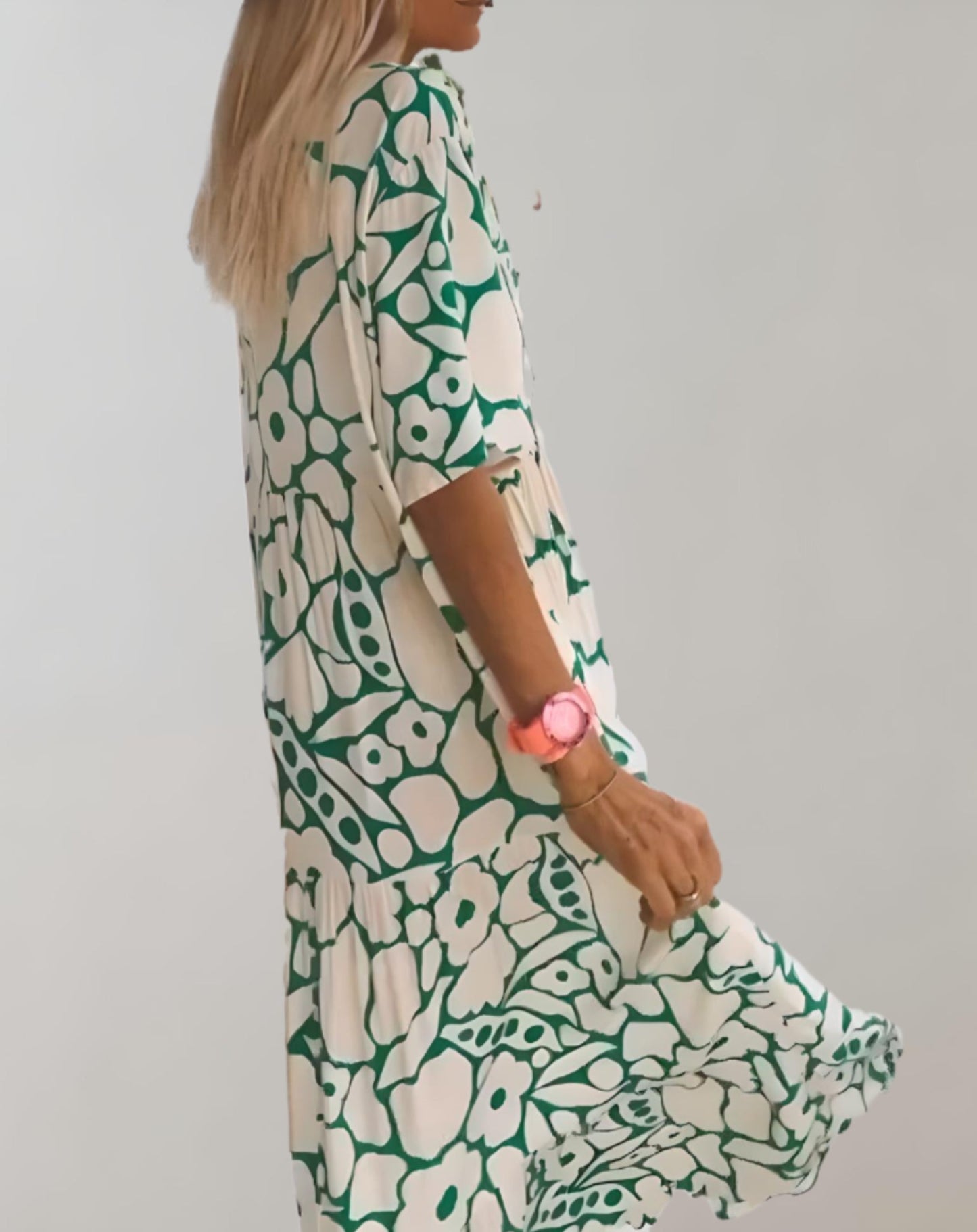 Toni - Bohemian bedrukte maxi-jurk met V-hals