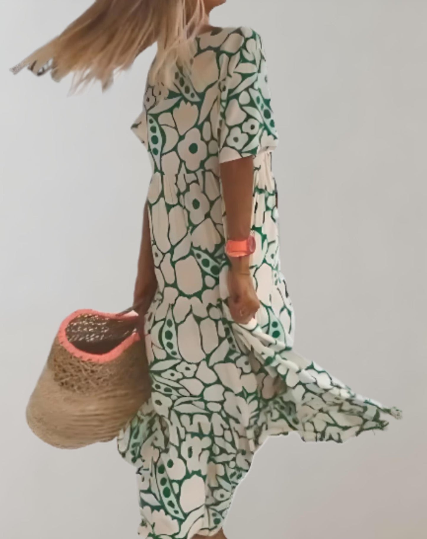 Toni - Bohemian bedrukte maxi-jurk met V-hals