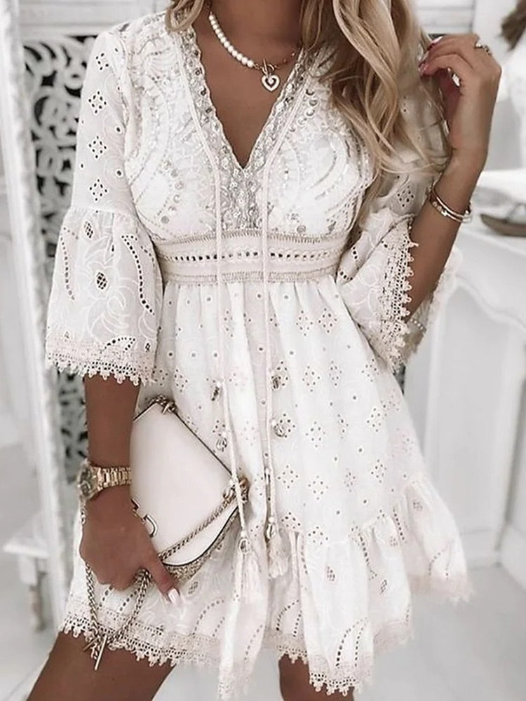 Dara - zomerse casual boho kanten jurk