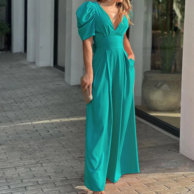 Selina - elegante jumpsuit met pofmouwen - By La Bella Vie
