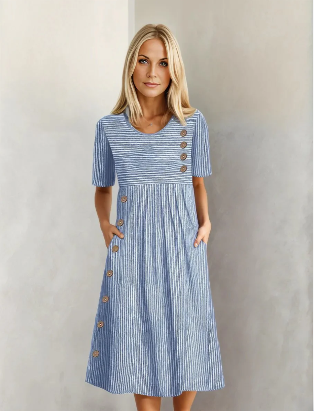 Lenna | Gestreepte midi-jurk - By La Bella Vie
