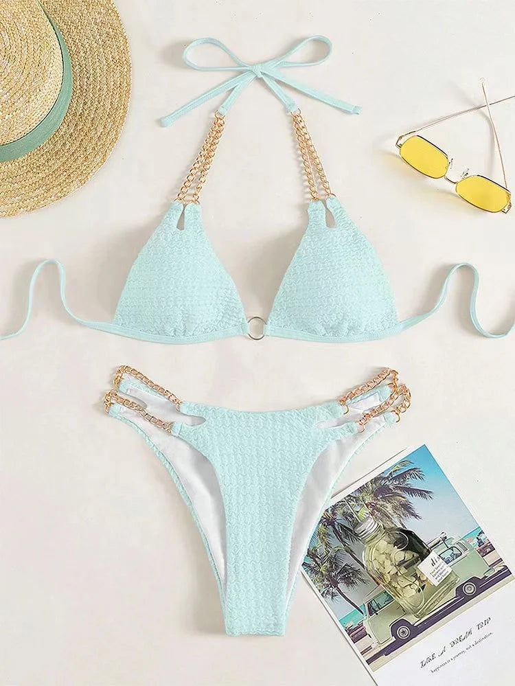 Halter bikini set met metalen ketting - By La Bella Vie