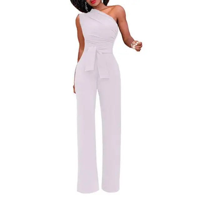 Lila - nauwsluitende jumpsuit met één schouder - By La Bella Vie