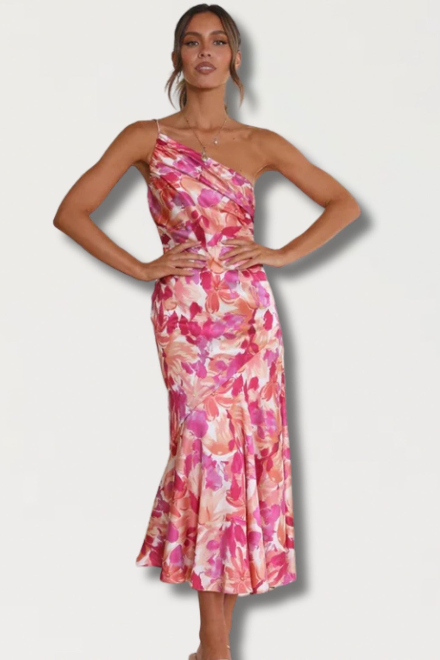 Elegante off-shoulder bloemen maxi jurk
