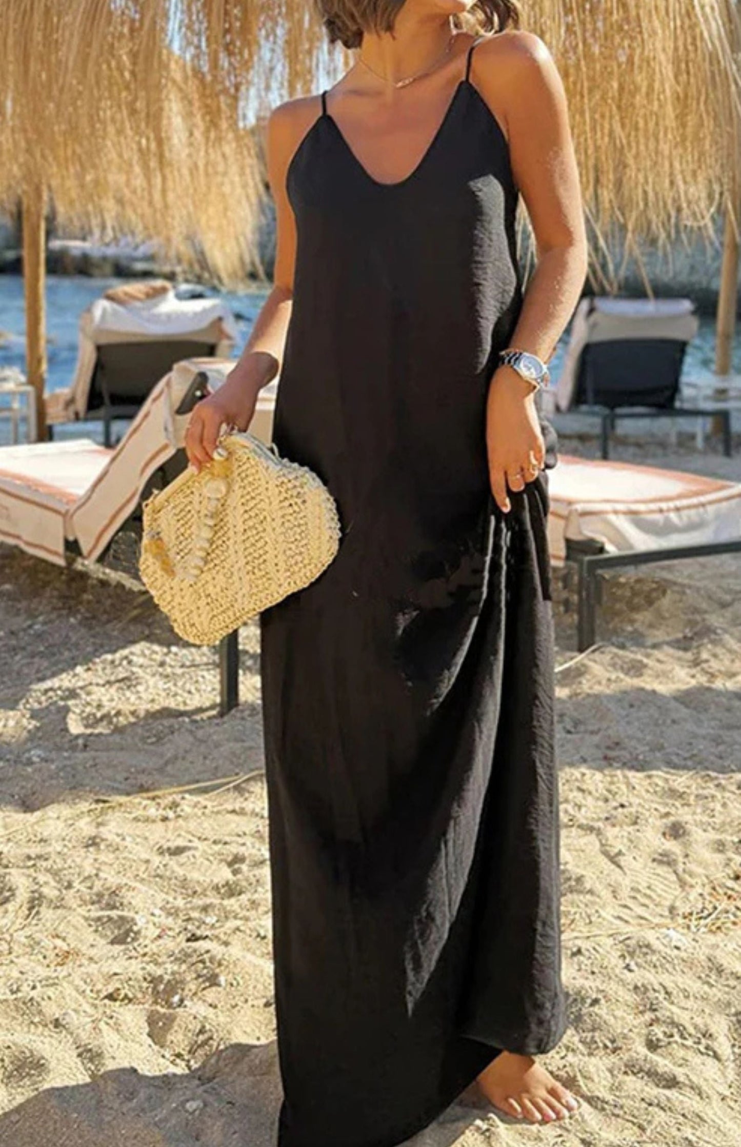 Linnen Backless Maxi Jurk Met Elegante Vloeiende Boho Vibes