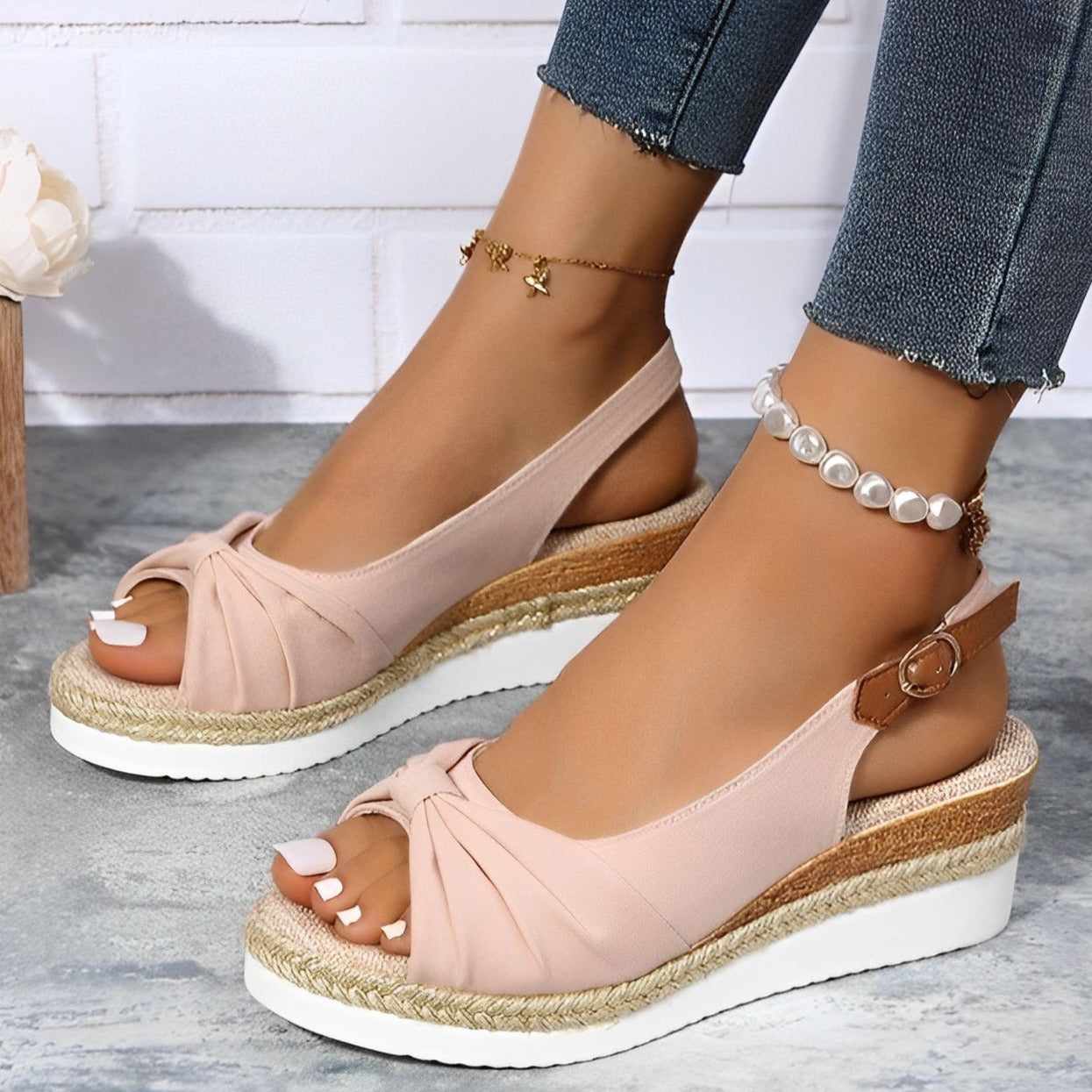 Elora Orthopedische knoop wig zomer sandalen - By La Bella Vie