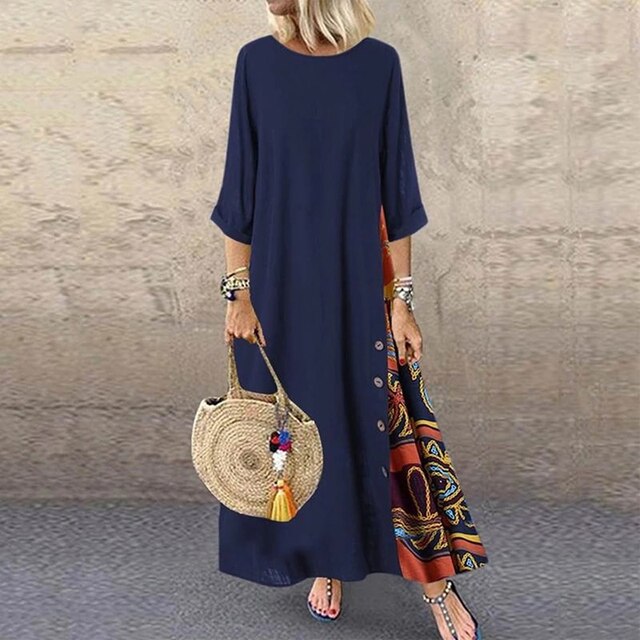 Cecilia - boho zomer maxi jurk met halve mouwen