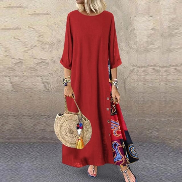 Cecilia - boho zomer maxi jurk met halve mouwen
